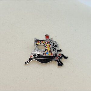 Clotilde #3 Toy 1910 Antique Sewing Machine Collectible Metal Enamel Lapel‎ Pin